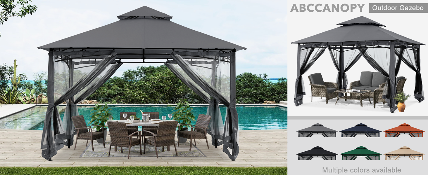 Abccanopy Tenda Parasole Gazebo Pieghevole 3x3m, Facile Apertura, Con Borsa, Blocco Centrale
