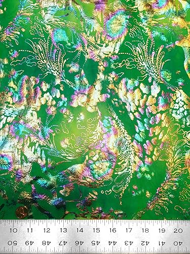 Miniatura 10 de The Yard - Patrón abstracto de lámina de arcoíris brillante en tela elástica de nailon y elastano brillante (rosa intensoturquesa)