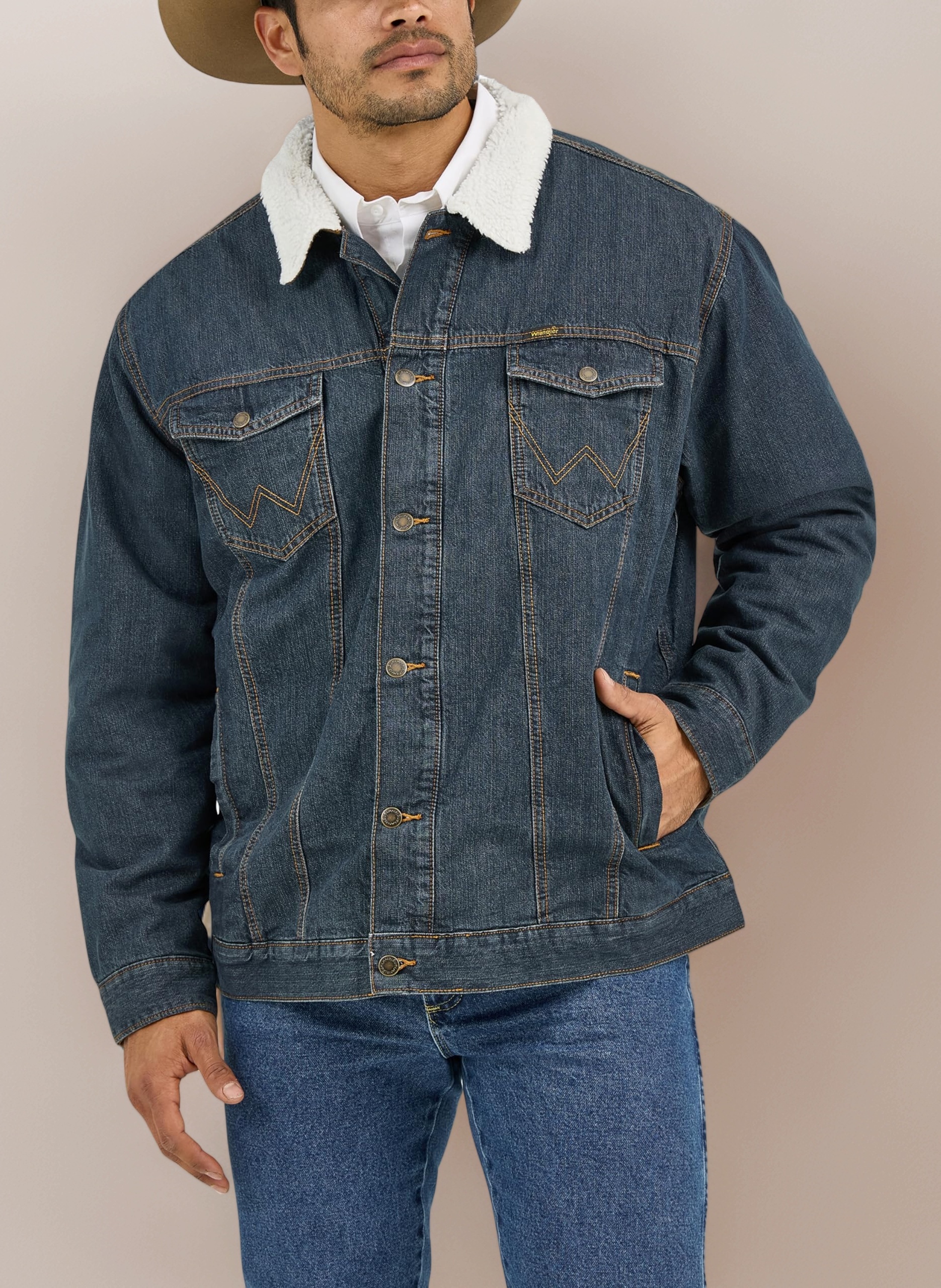 Men's Cowboy Cut Western Lined Denim Jacket