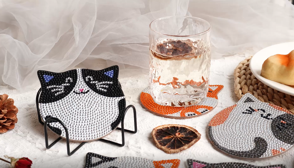 Amazon.com: Vcekract Diamond Painting Coasters Kits, 6 Pcs Cat