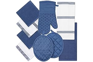 Complete Kitchen Textile Set: Premium Dish Towels, Pot Holders and Oven Mitts