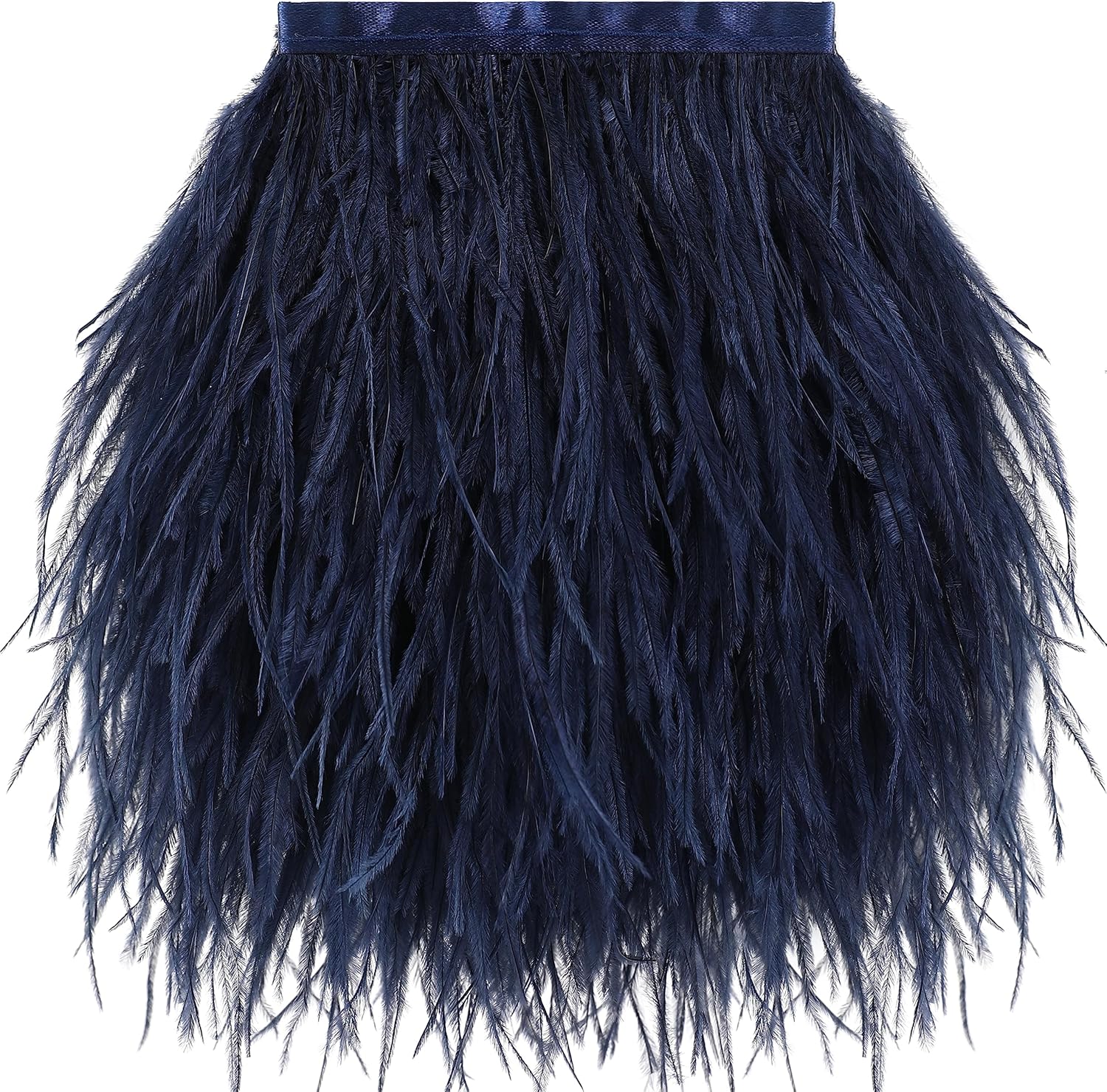 Soarer Navy Blue Ostrich Feather Trim - 1.5Ply 4-5Inch 2Yards Feathers Fringe Trim for DIY Sewing Clothing,Halloween Home Party(1.5ply-Navy Blue)