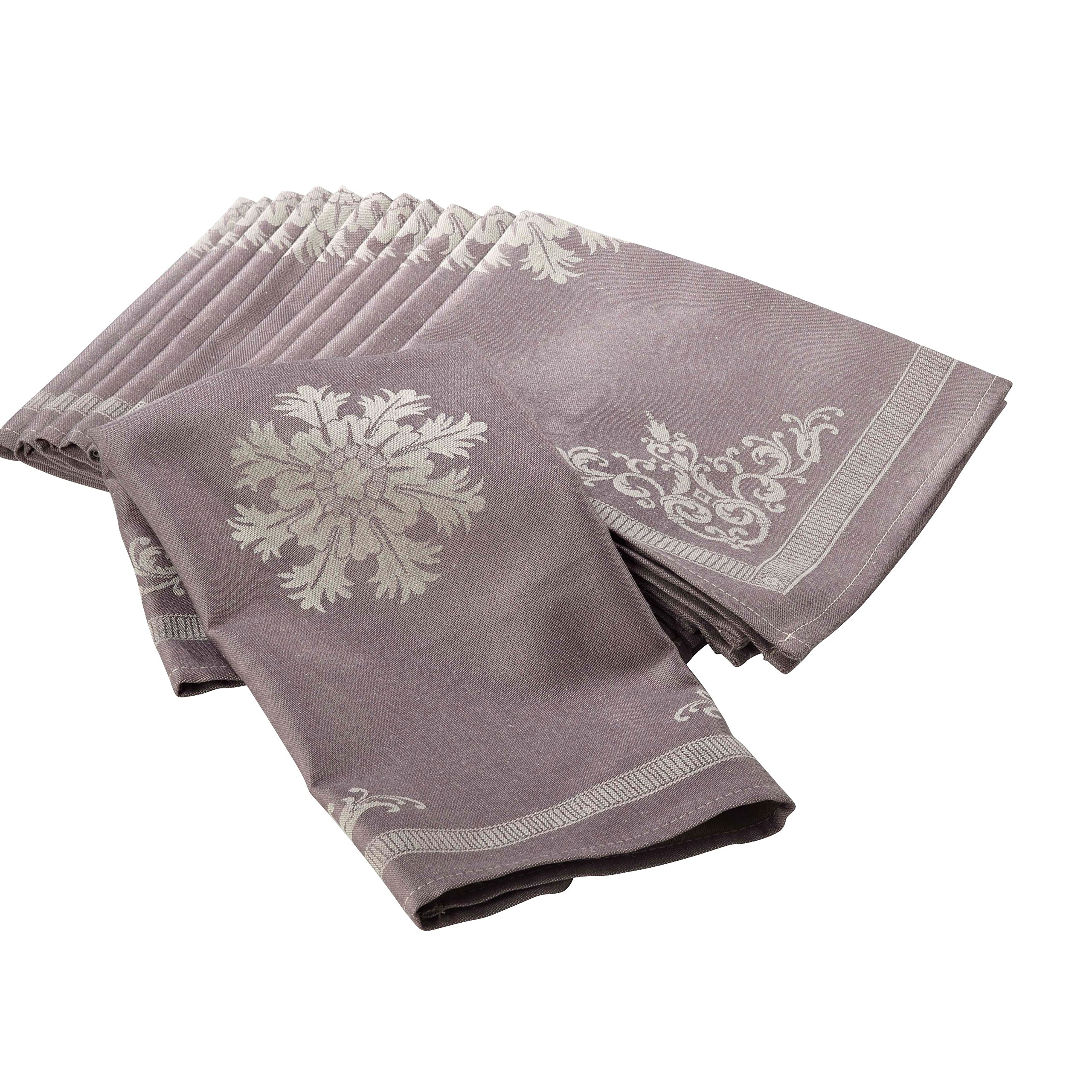 SARO LIFESTYLE 5908 Maison Lyon Collection Classic Jacquard Design Dinner Napkin, Heather-Set of 12 pcs, 18", 4 Pieces