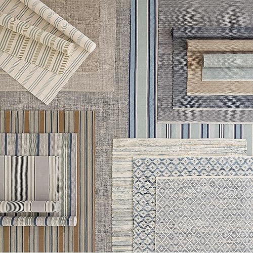 Miniatura 8 de Dash and Albert - Alfombra de algodón tejida a mano con diseño de diamante, 2 x 3 pies, patrón geométrico azul, calidad hotelera de lujo premium,