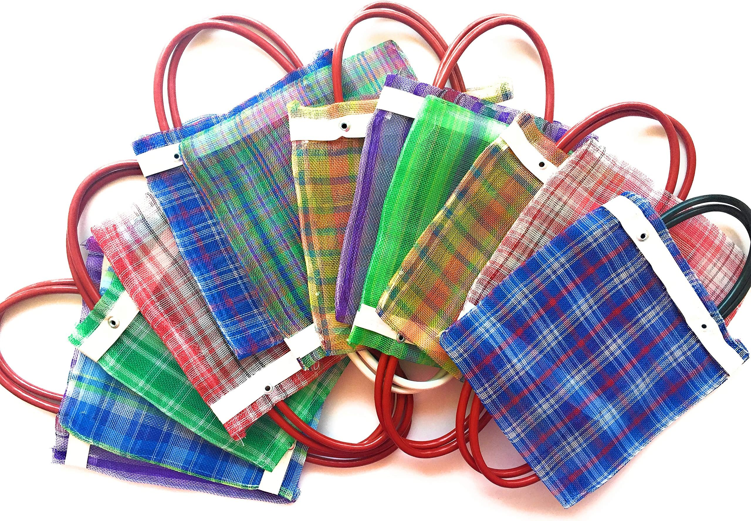 GrahmartGrahmart Mini Mexican Tote Favor Bags - Candy & Mercado Bags - Mesh Bolsas - Fiesta Set of 12 (10 x 7) Multi-Colored PLUS 1