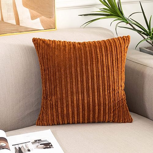 Miniatura 2 de UGASA - Juego de 2 fundas de almohada decorativas de terciopelo a rayas suaves de 16 x 16 pulgadas, fundas de cojín para sofá de 15.7 x 15.7 in,