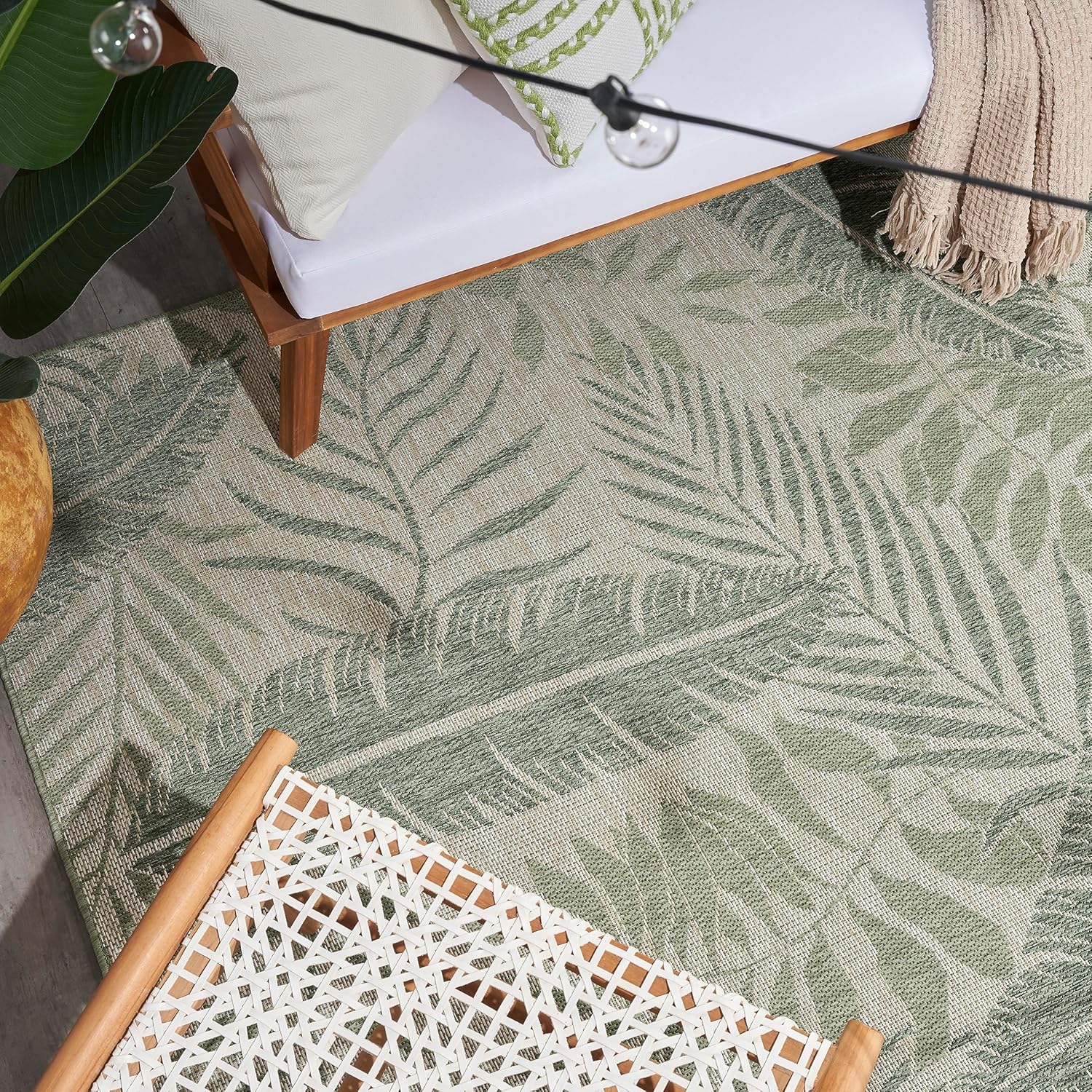 Nourison Home Garden Oasis Ivory Green 4' x 6' Area Rug - Easy Clean, Non Shedding, Bed Room, Living Room, Dining Room, Kitchen (4' x 6')