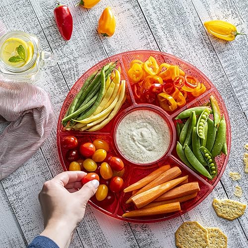 Vista 47 de Plasticpro 6 bandejas seccionales redondas de plástico para servir/platos transparentes, paquete de 2 Claro