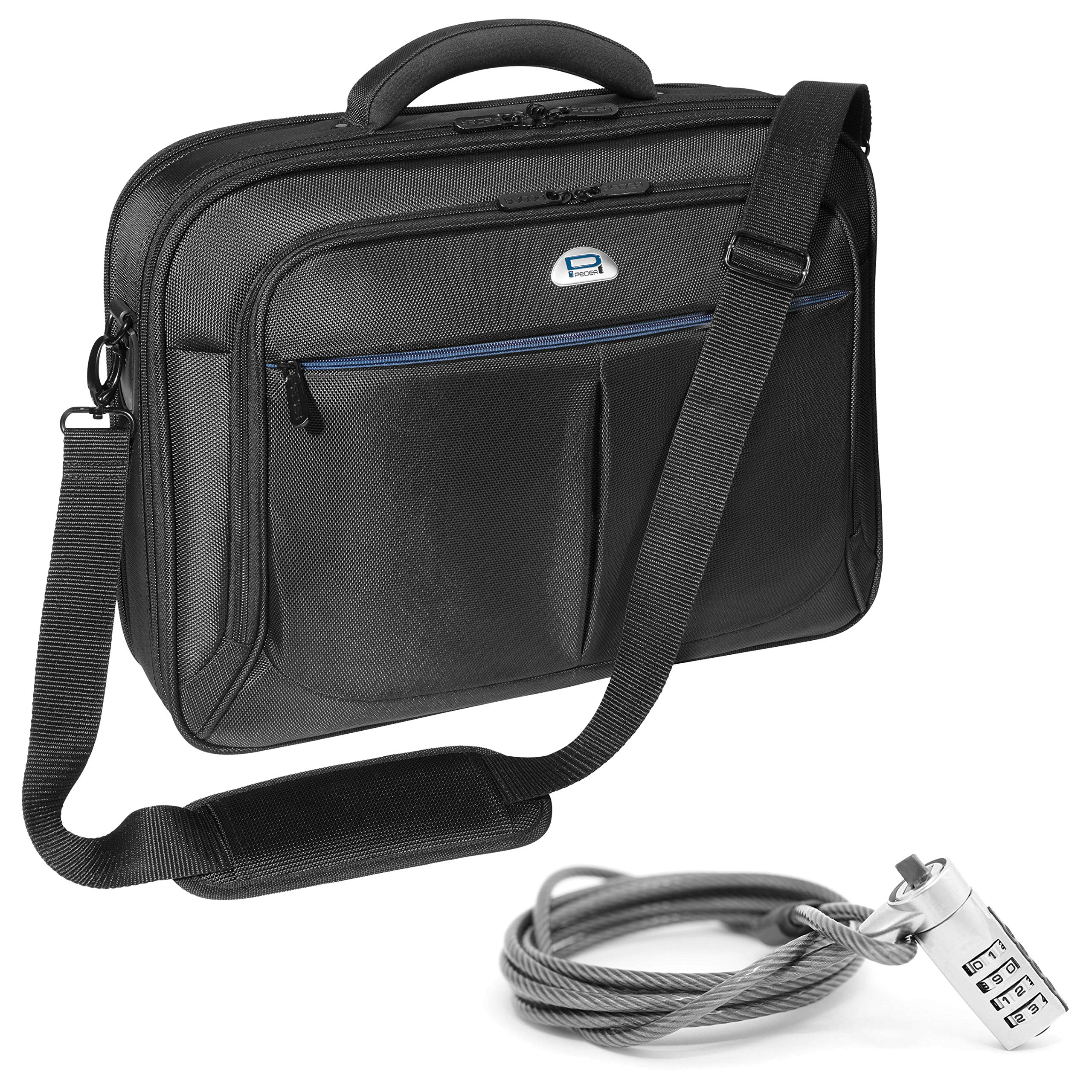 PEDEA Laptoptasche "Premium" Umhängetasche Notebook-Tasche 17,3 Zoll (43,9cm) inkl. Notebookschloss, schwarz