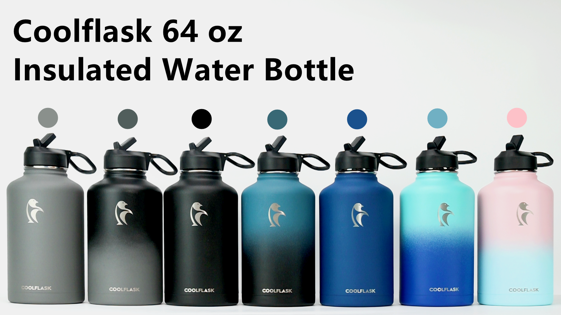 Amazon.com: 64 oz Water Bottle Insulated with Straw & 3 Lids, Coolflask  Large Metal Stainless Steel Water Jug Big Half Gallon Wide Mouth for  Sports, Gym or Office, Non-BPA Keep Cold 48H