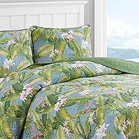 Vista 3 de Tommy Bahama - Juego de edredón tamaño King, ropa de cama reversible de algodón con fundas a juego, decoración ligera del hogar para todas las Cielo