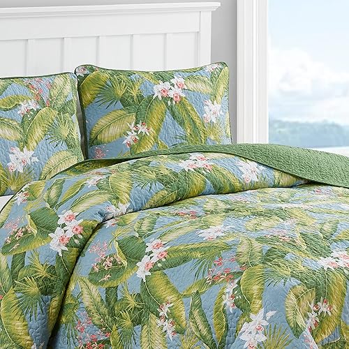 Miniatura 3 de Tommy Bahama - Juego de edredón tamaño King, ropa de cama reversible de algodón con fundas a juego, decoración ligera del hogar para todas las