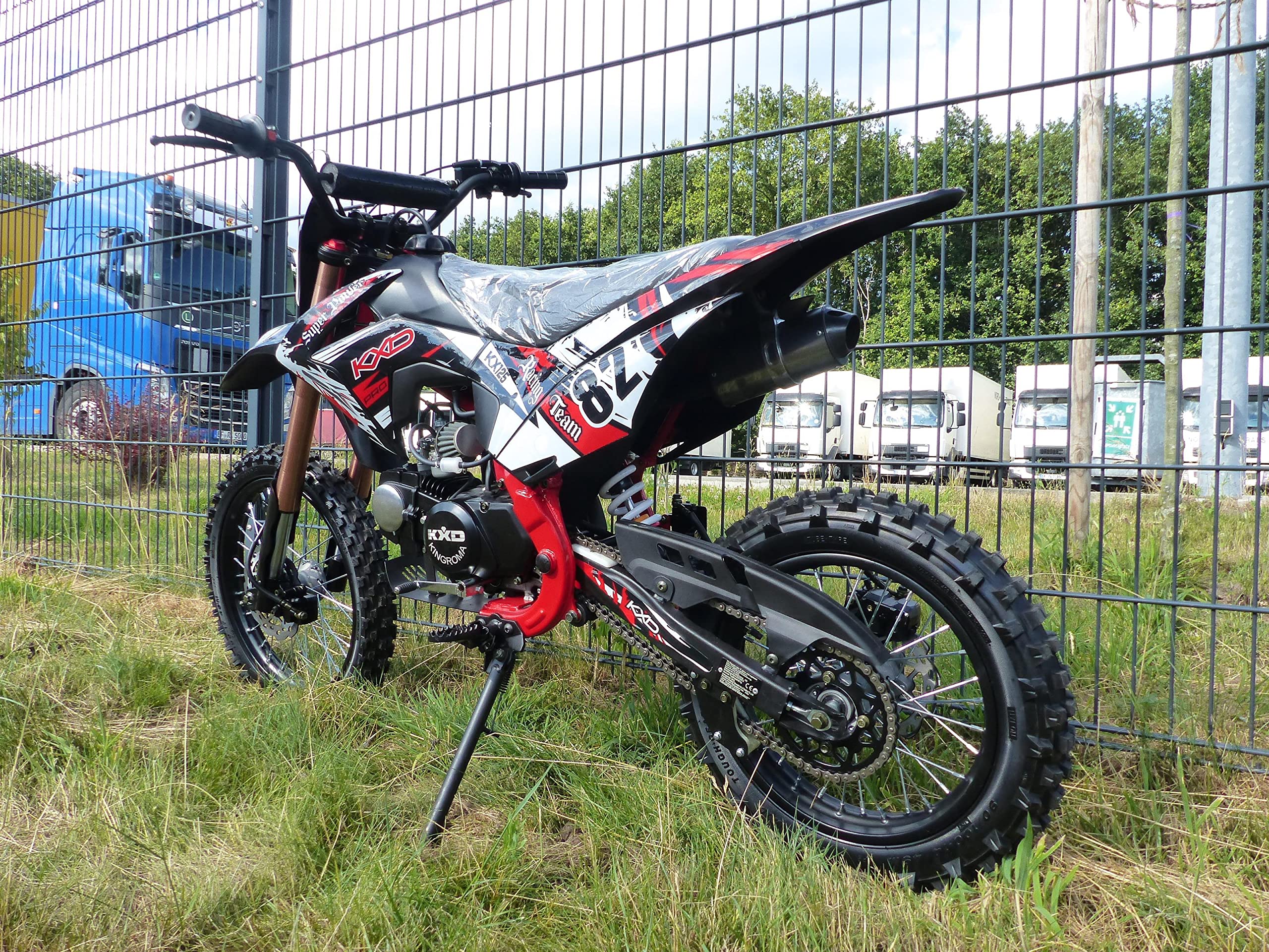 125ccm Dirtbike Cross Bike Pocketbike KXD 609 4 Takt 4 Gang Manuel 17/14" Rot
