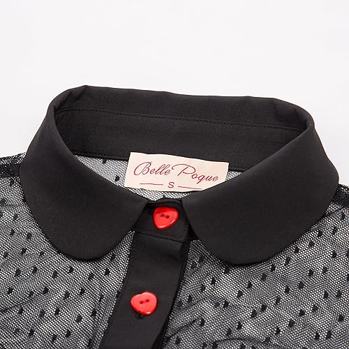 Miniatura 7 de Camisas retro vintage de los años 50 para mujer, diseño de lunares, malla Rockabilly