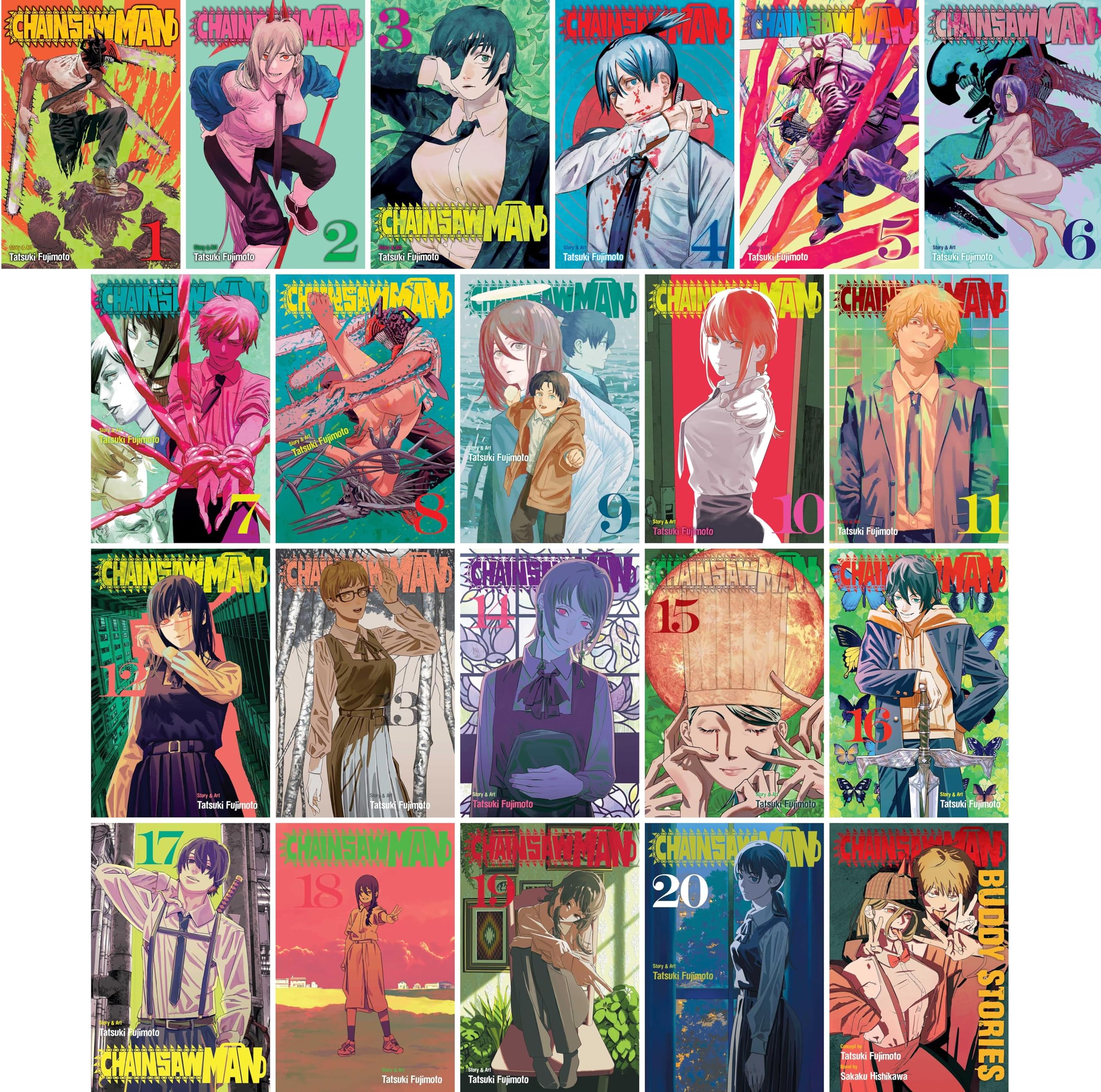 Chainsaw Man Complete Collection (Vol. 1-20 + Buddy Stories), Manga Series Set by Tatsuki Fujimoto (21 Books)
