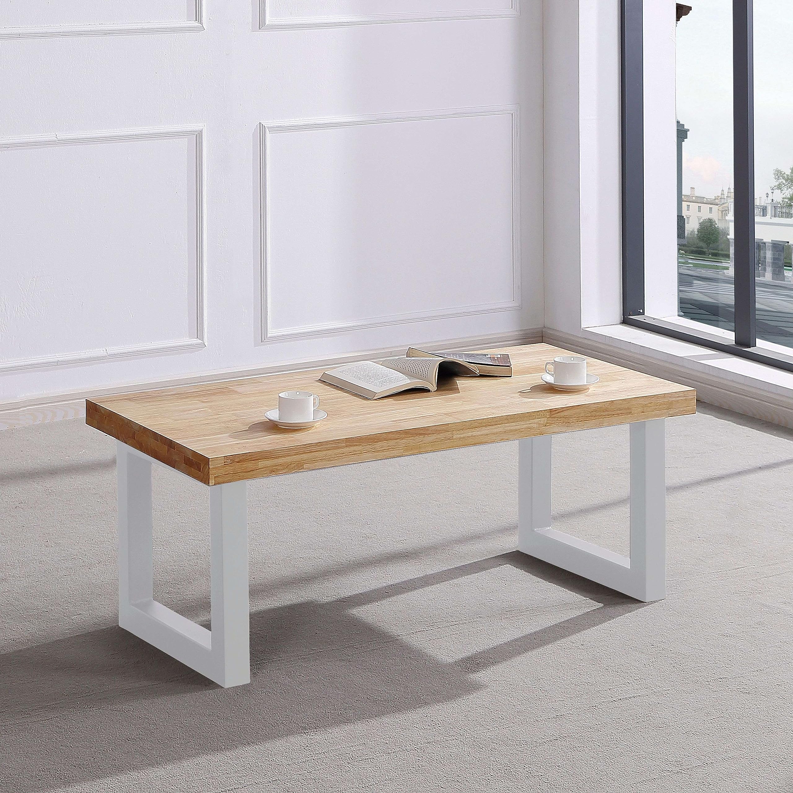 Miroytengo Mesa Centro Elevable Street Nórdico Roble Nordish Y Blanco 120x48x60cm Comedor