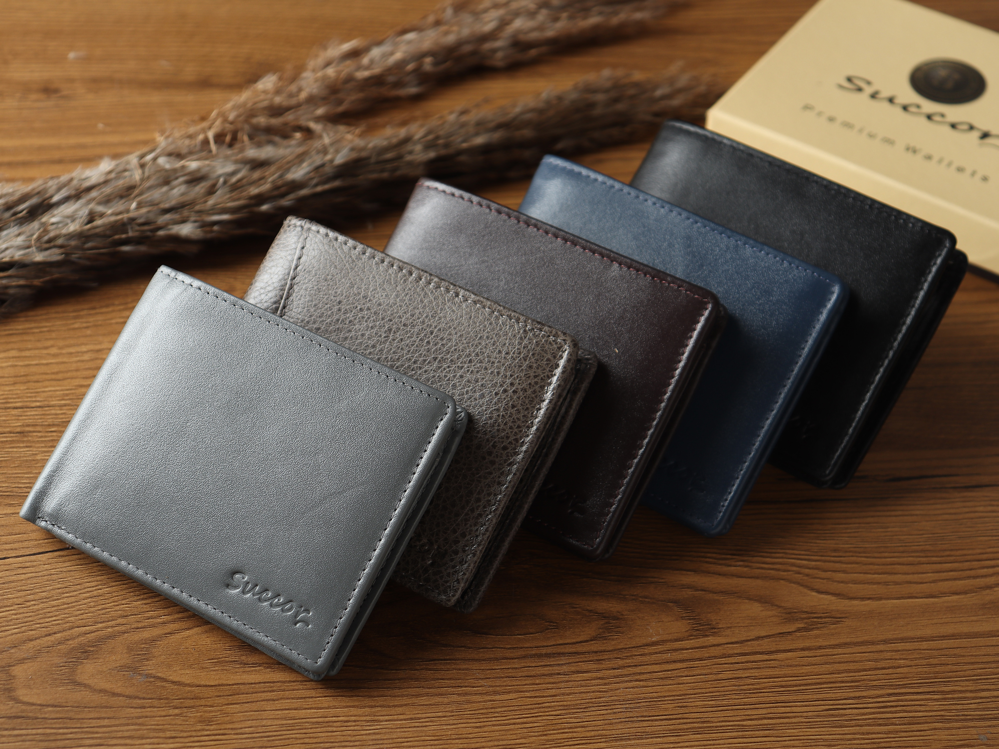 Succor Genuine Leather Men's Wallet - Slim RFID Blocking Bifold With Zipper Pocket, 9 Card Slots, Olive - View #10