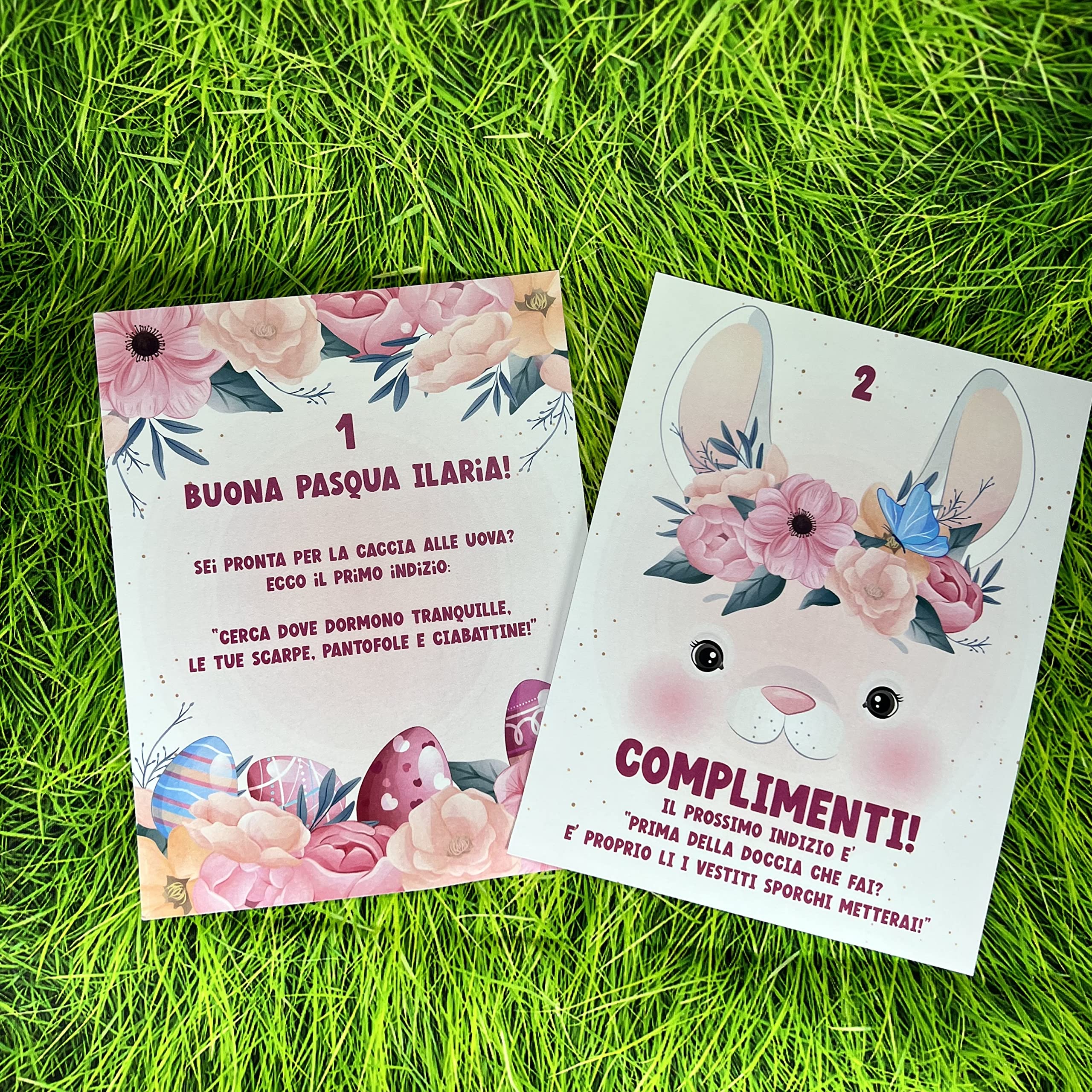 Caccia alle Uova di Pasqua – Set Completo Personalizzato per Bambini con Frecce, Indizi e Filastrocche – Stampa Grande Finale – Regalo Pasqua Divertente