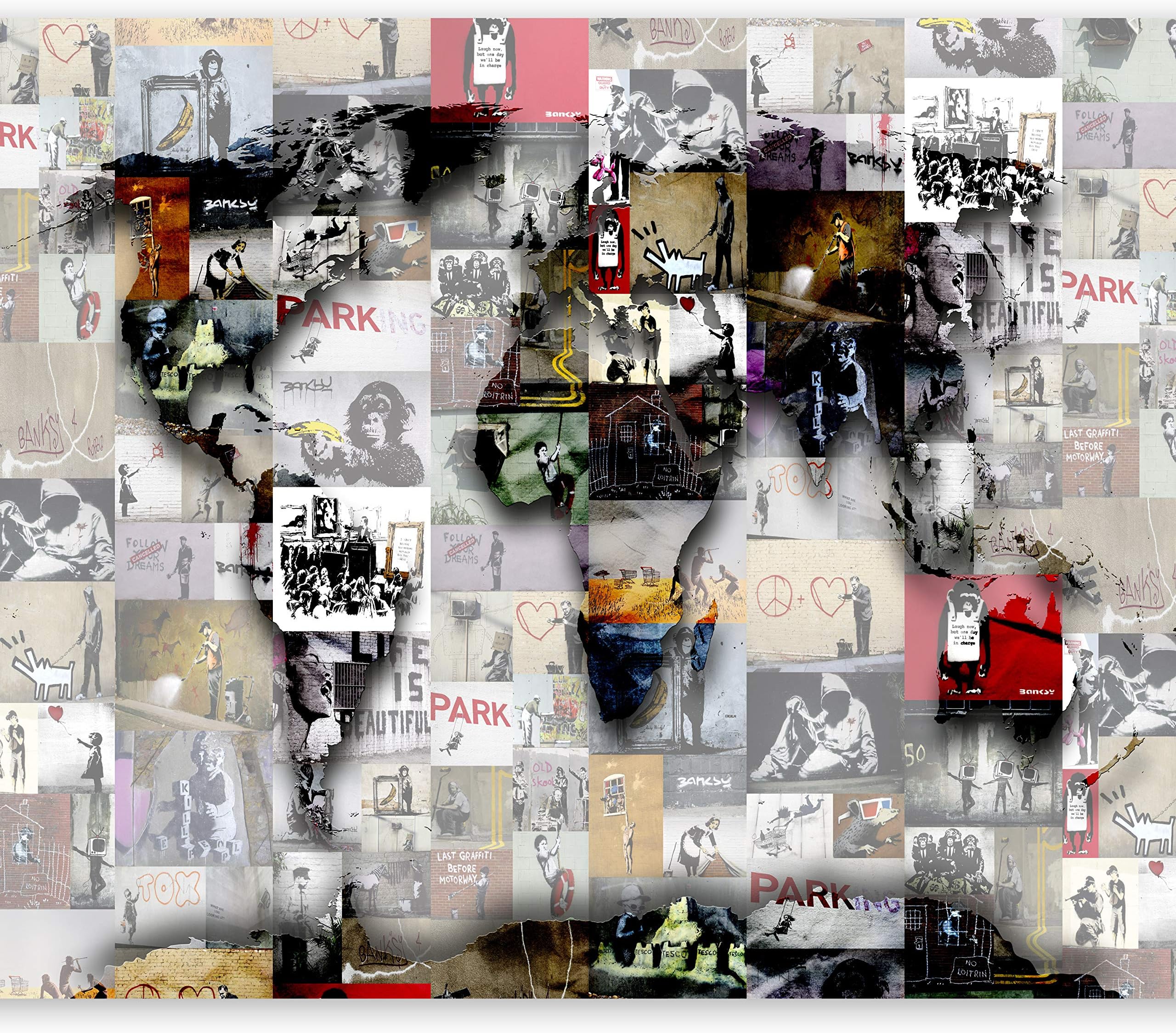 artgeist Wall Mural Banksy 154x110 in - Peel and Stick Self-Adhesive Wallpaper Removable Large Sticker Foil Wall Decor Print Picture Image Design k-C-0055-a-b