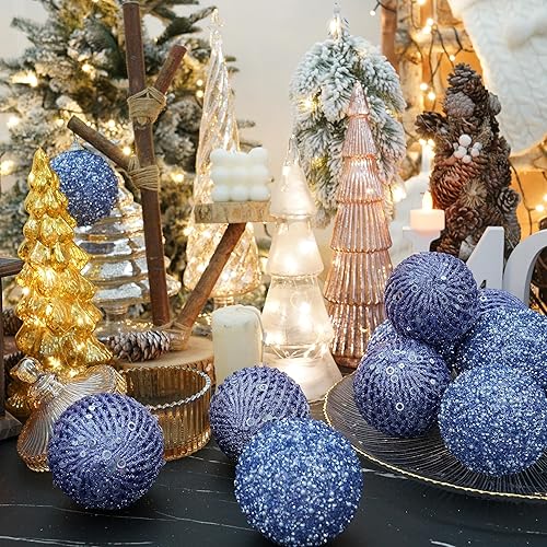 Miniatura 4 de Juego de 8 bolas de Navidad de 3.94 pulgadas, bolas de espuma de lentejuelas con purpurina, irrompibles, decoraciones de árbol de Navidad, juego de