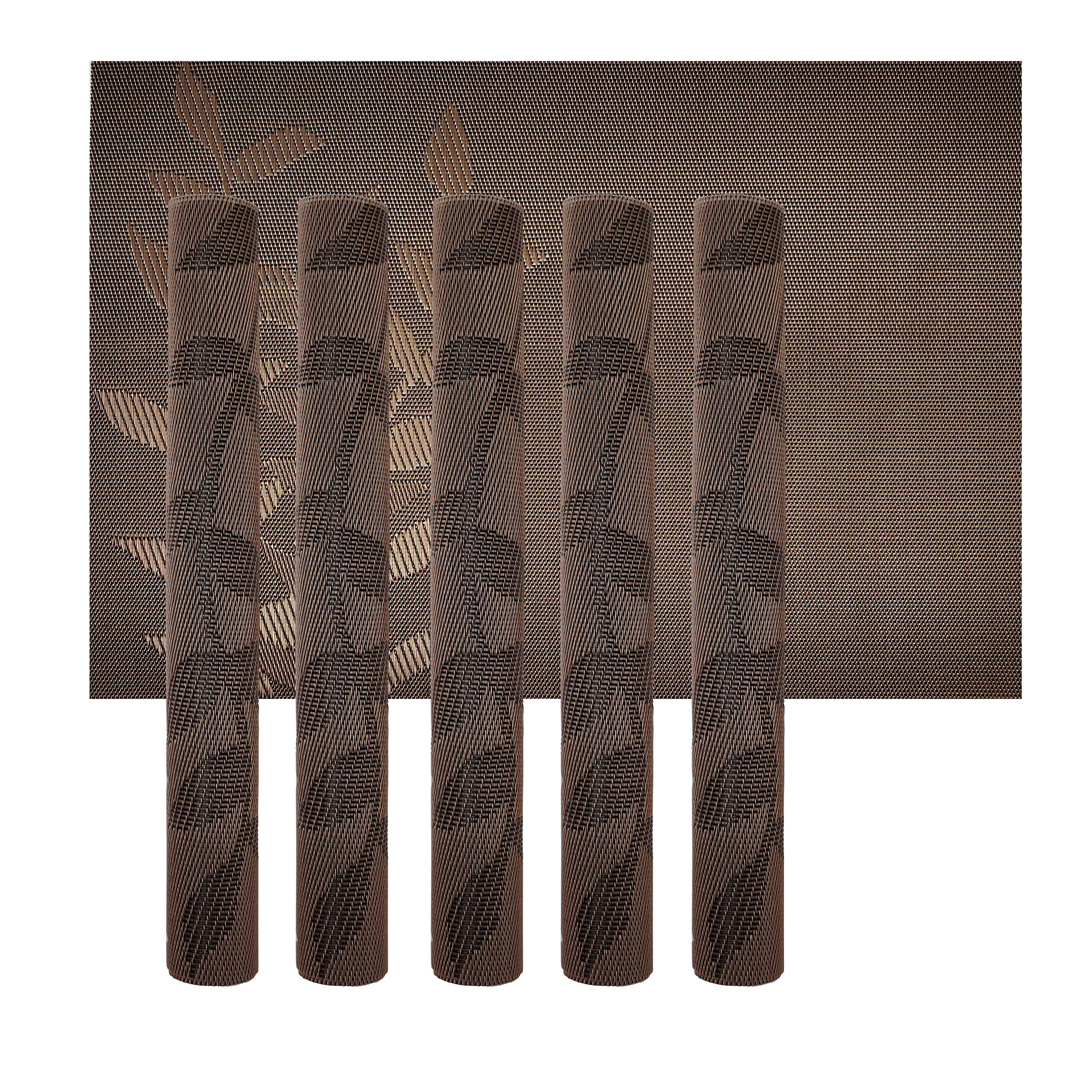 MK Home Dinner Placemats Fern Petal Print Copper Brown Multi Colour PVC Dinner Table placemats. Pack of 6