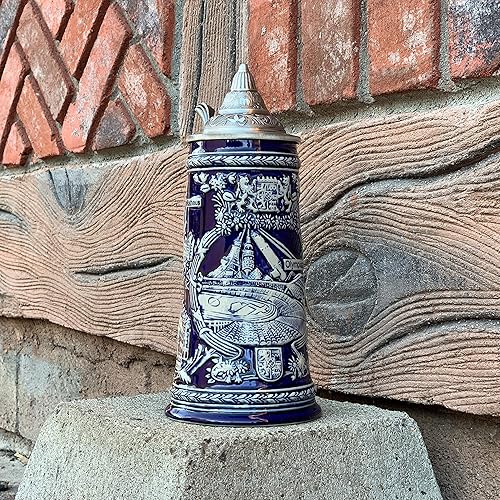 Miniatura 5 de Essence of Europe Gifts 0.85 litros | OktoberfestHaus Alemania Stein Famous Landmarks Bier Krug Taza de cerveza grabada con tapa Taza de cerveza