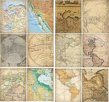 Amazon | 120枚 デザインペーパー 地図柄 ジャンクジャーナル Amazon | 120枚 デザインペーパー 地図柄 ジャンクジャーナル