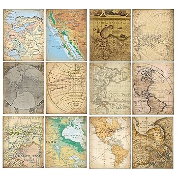 Amazon | 120枚 デザインペーパー 地図柄 ジャンクジャーナル