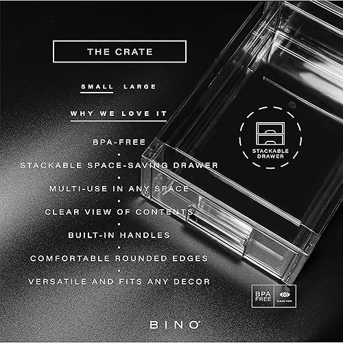 Miniatura 4 de BINO Cajones de almacenamiento apilables, pequeños - transparentes  The Crate Collection  Contenedores de almacenamiento con cajones organizadores