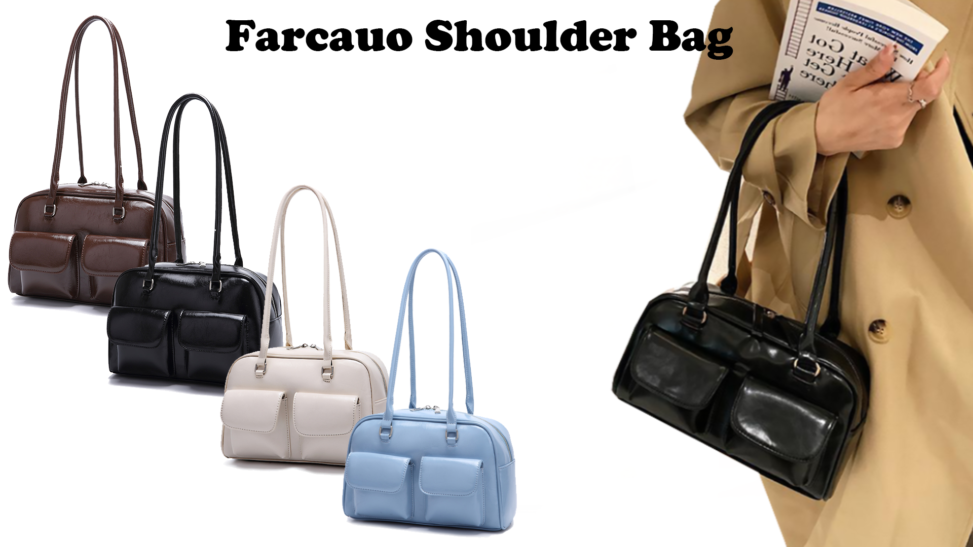 Bolso de hombro Farcauo Y2K para mujer negro pequeño miniatura 7