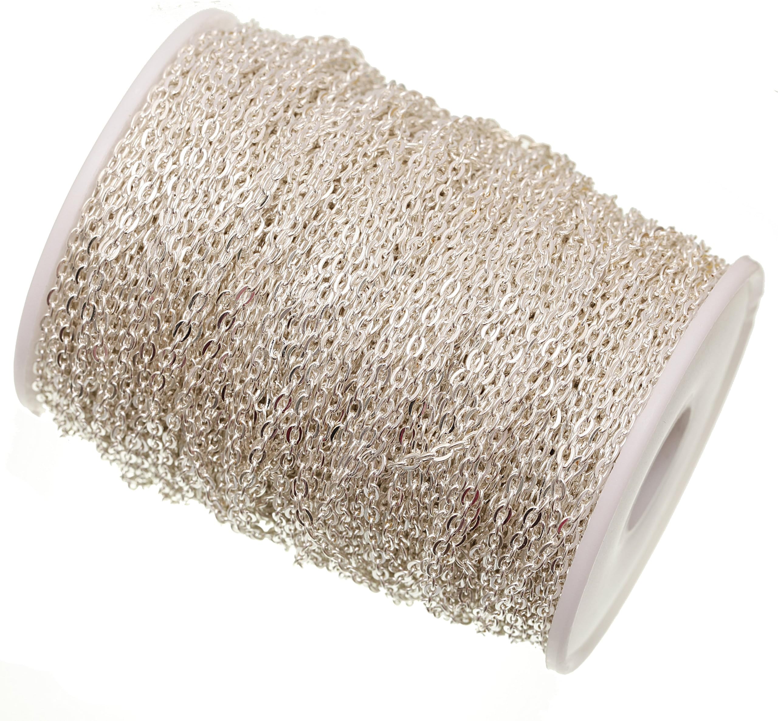 ILOVEDIY 100m/lot Silver Plated Cable Chain Roll in Bulk for Necklace Jewelry Making 3x2mm
