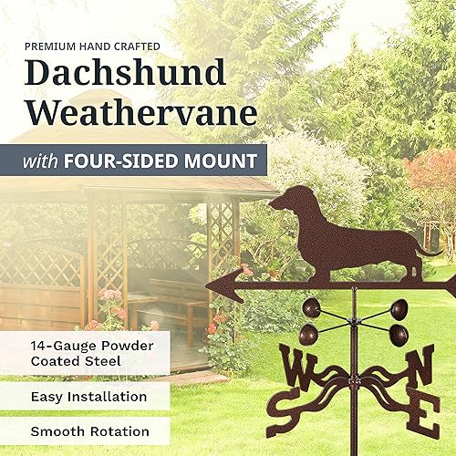 Miniatura 2 de EZ Vane - Veleta de acero de 21 pulgadas de altura, incluye soporte de metal de 4 lados, vasos de viento y soportes, hecho a mano y de propiedad