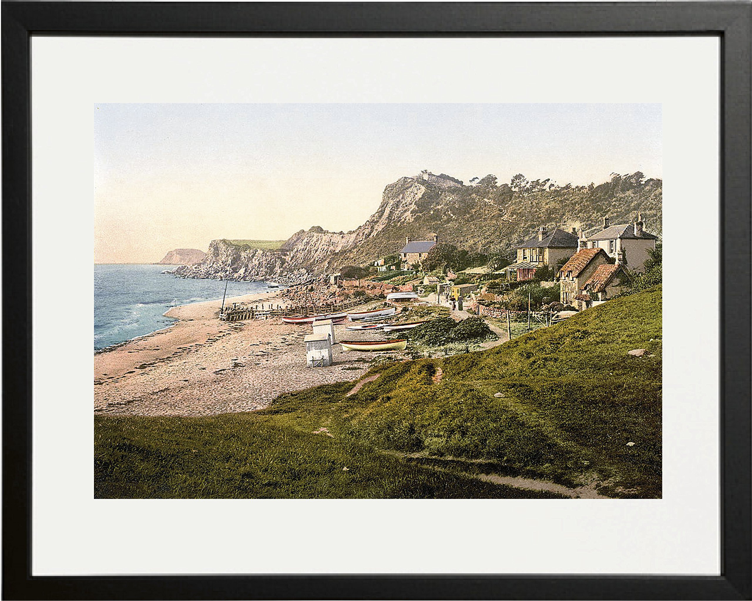 Behind The Glass Black Framed Seaside Picture - Ventnor, Steephill Cove - 10" x 8"