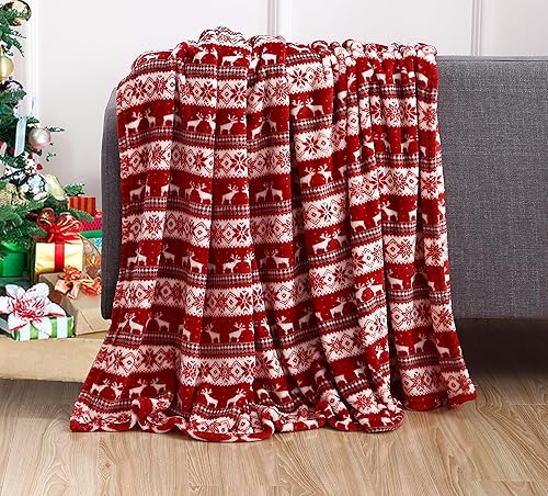 Valerian Manta de Navidad de terciopelo de lujo ultra afelpada, suave, cálida, acogedora, manta de forro polar impresa para vacaciones, 50 x 60