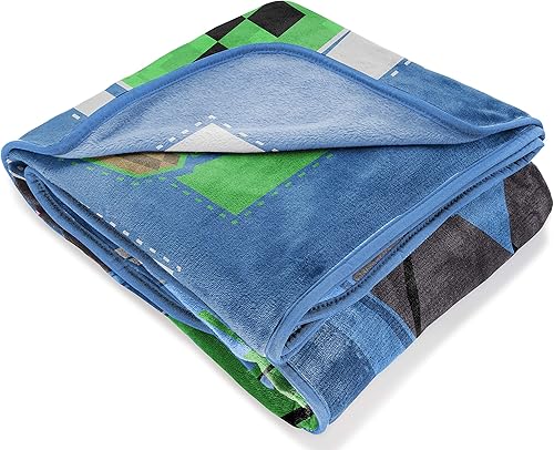 Vista 5 de Jay Franco - Manta de felpa para niños, tamaños mediano y grande Azul - Minecraft