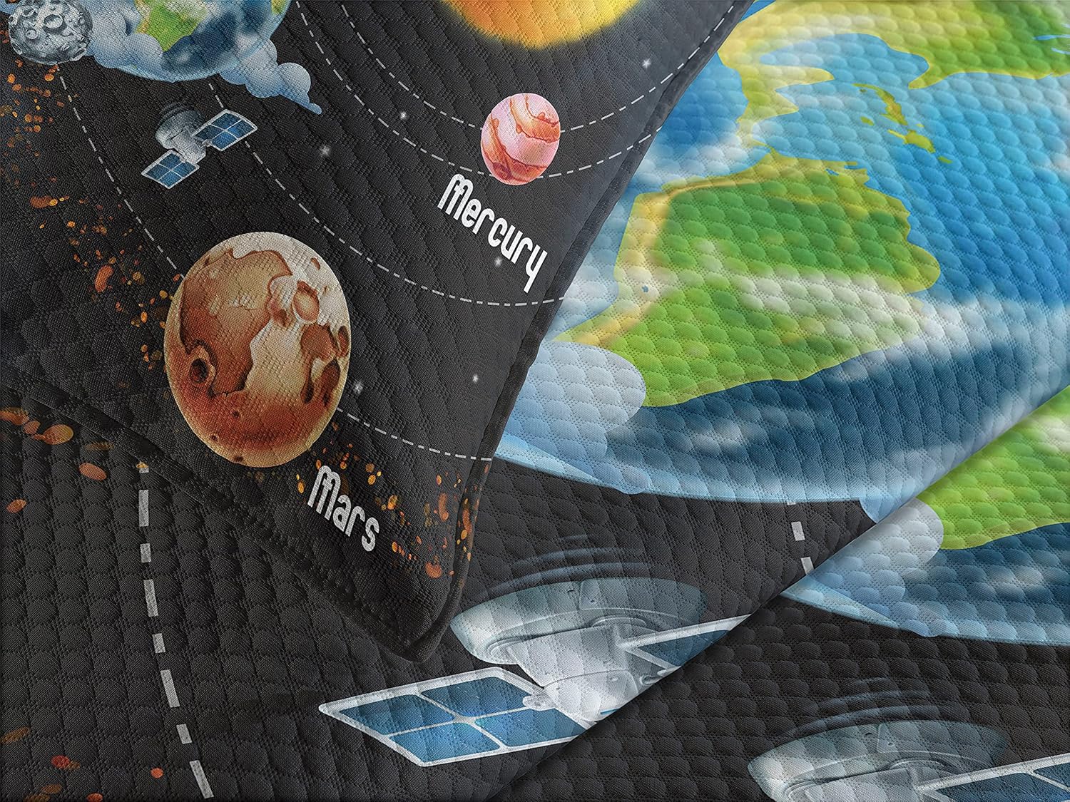 Ambesonne Outer Space Bedspread, Solar System of Planets Milky Way Neptune Venus Mercury Sphere Illustration, Decorative Quilted 2 Piece Coverlet Set with Pillow Sham, Twin Size, Black Purple Twin Size Black Purple