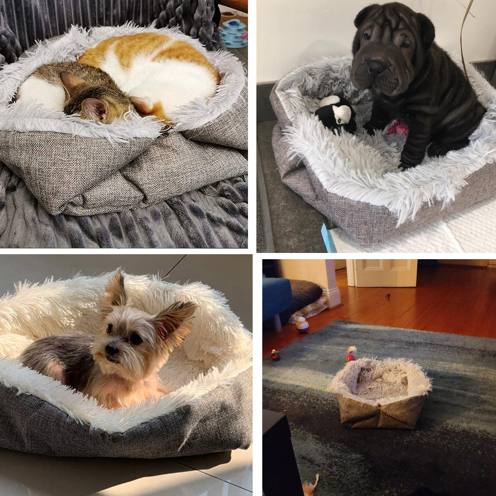 Letto 2 In 1 Per Gatti E Cani - Cuscino Morbido Convertibile In Cestino, Grigio - Foto 12