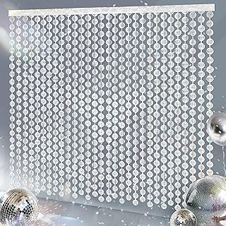Disco Ball Foil Curtain for Last Disco Bachelorette Party Decorations,Disco Ball Backdrop Curtain,Disco Party Photography Backdrop Curtains (2 Pack)