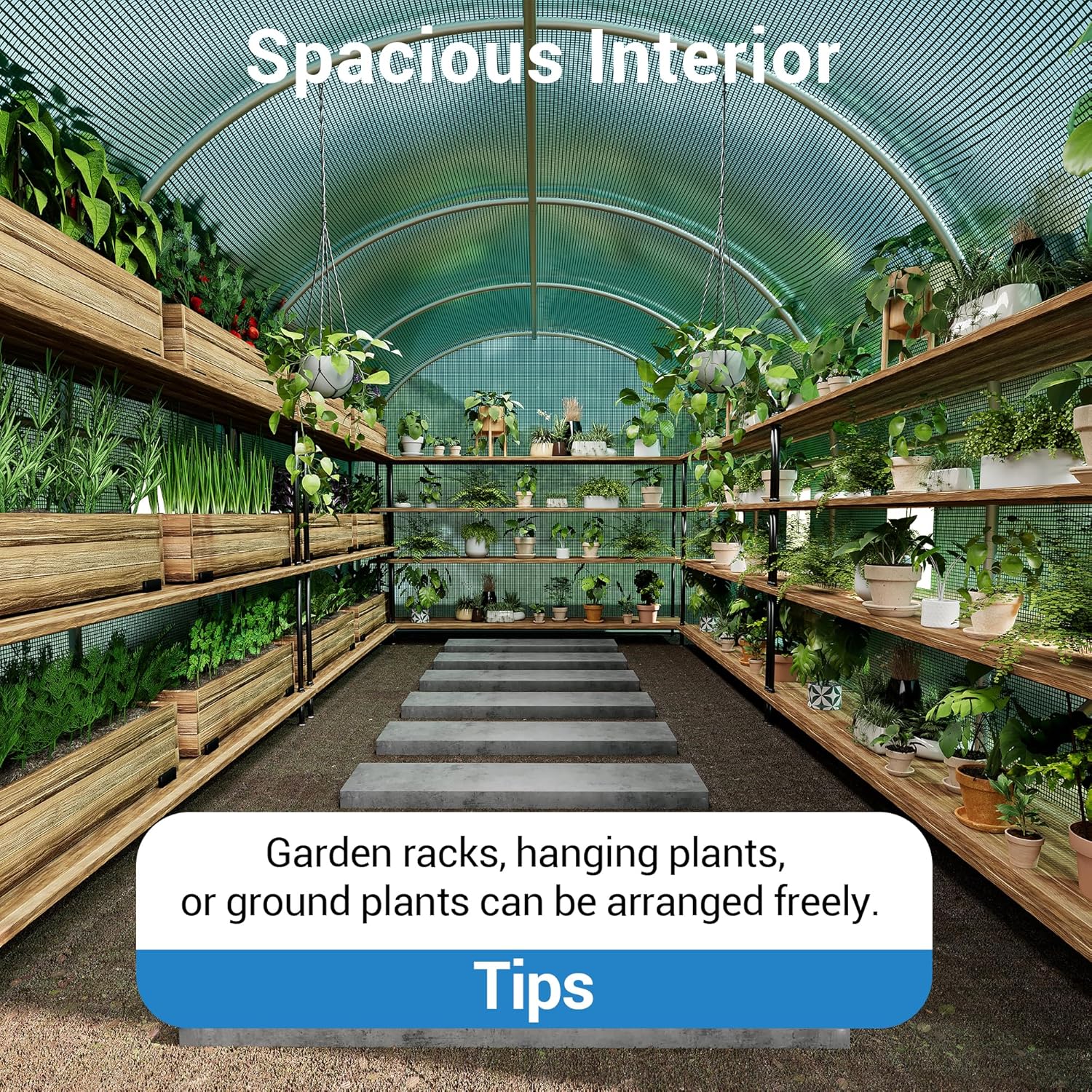 15X7x7 Ft Large Walk in Outdoor Greenhouse with Swing Door & 8 Mesh Windows, Plant Green House with Reinforced Galvanized Steel Frame & Durable PE Cover, Greenhouses for Outdoors Backyard Planting