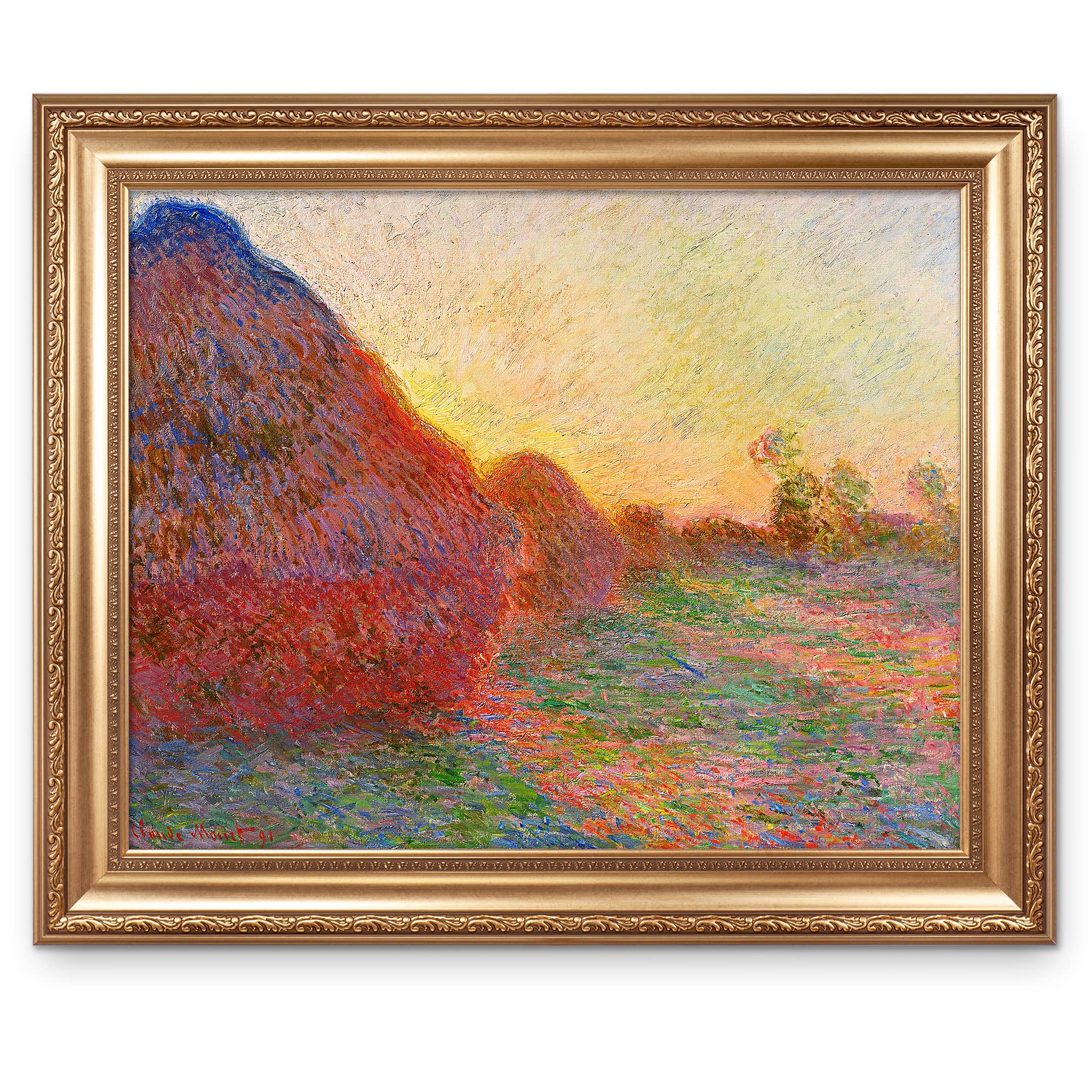 ARTSPRINTS Sunrise - Dipinto ad olio di Claude Monet, ristampa su tela incorniciata, decorazione per la casa, 40 x 30 cm, profondità 38 mm