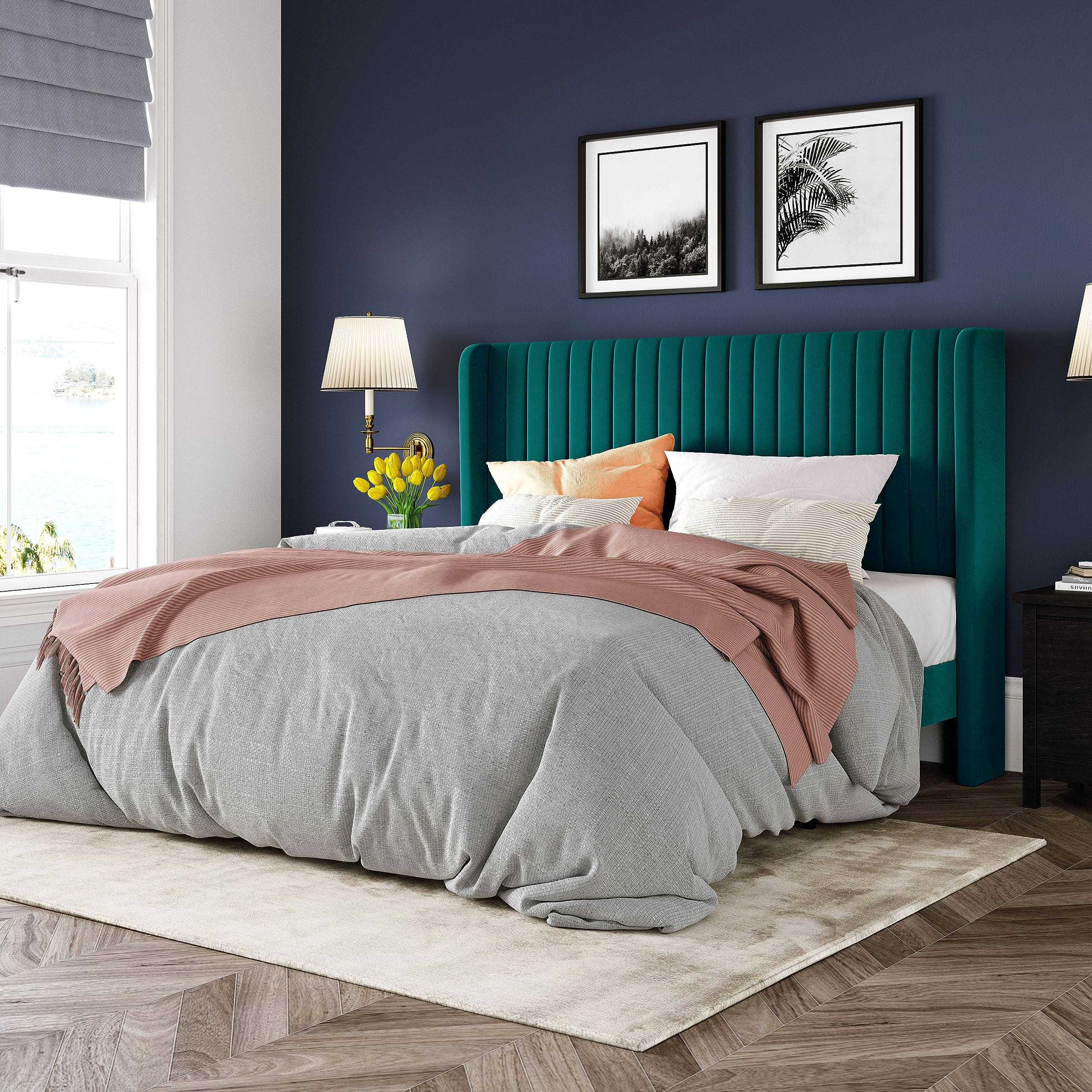 Allewie Queen Velvet Bed Frame - Image 1