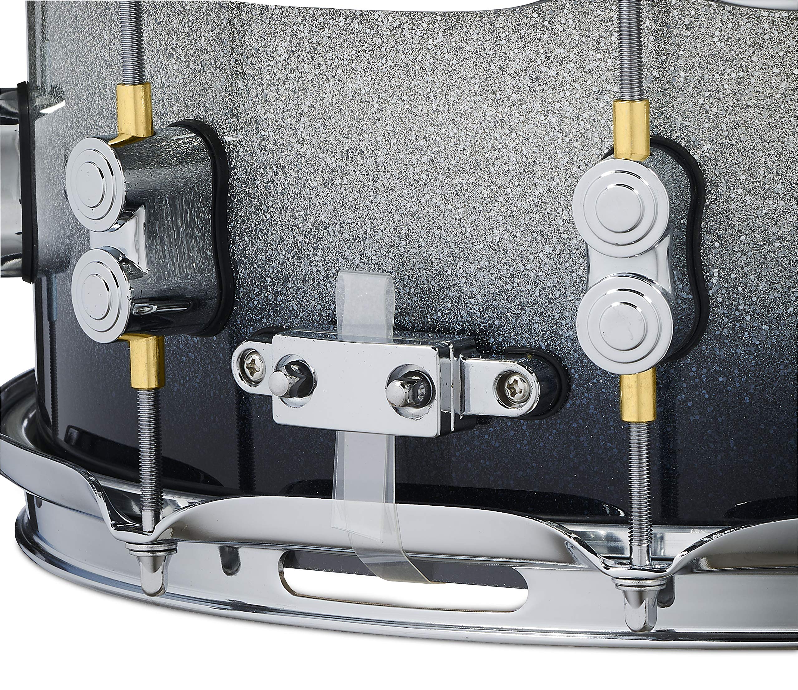 Pacific Drums Caisse claire Concept Maple, 35.6 cm x 14 cm, laquée argent à noir dégradé | Avec une coque en érable européen 10 plis et un accastillage DW haut de gamme
