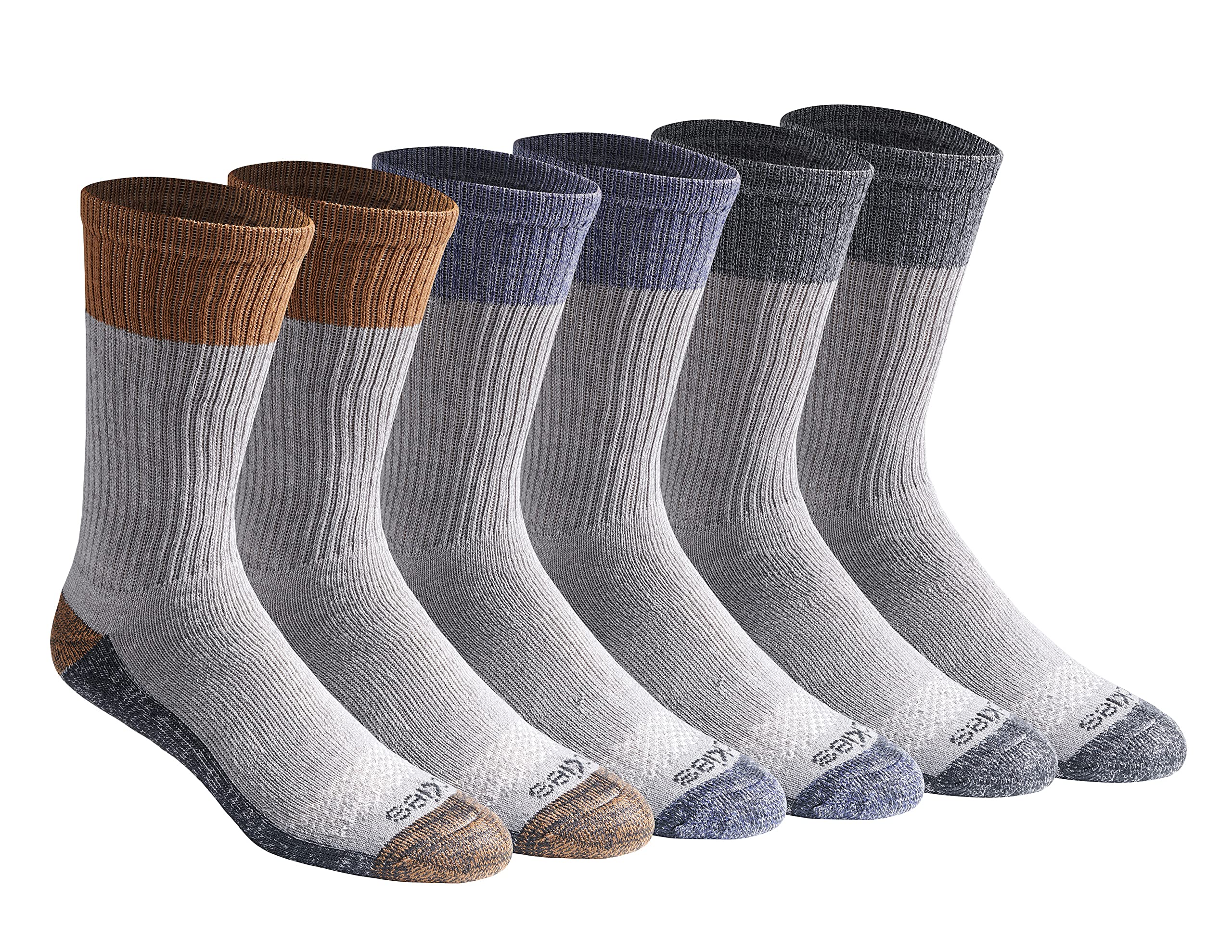 Dickies Men's Dri-tech Moisture Control Crew Socks Multipack, Color Block Assorted (6 Pairs), Shoe Size: 6-12