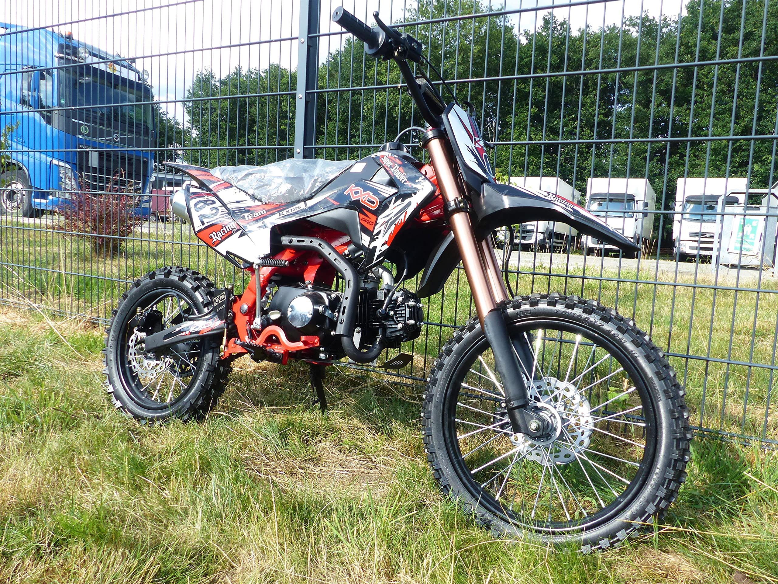 125ccm Dirtbike Cross Bike Pocketbike KXD 609 4 Takt 4 Gang Manuel 17/14" Rot