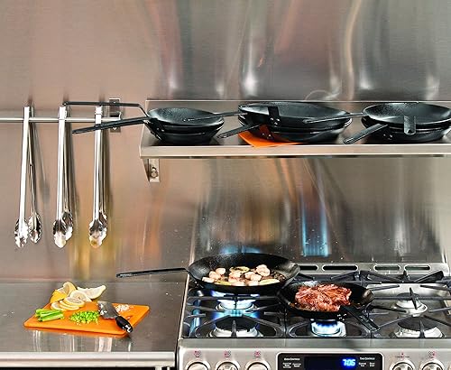 Miniatura 9 de Lodge - Sartén de acero para carbón con manija de soporte de silicona y color naranja, NegroAnaranjado