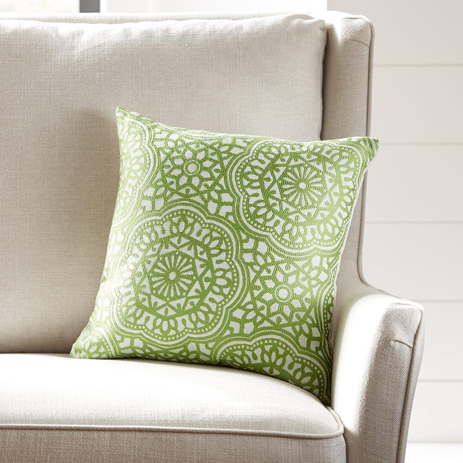 Amazon Brand – Stone & Beam Medallion Decorative Throw Pillow, 17" x 17", Peridot