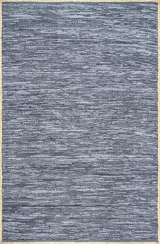 Miniatura 3 de nuLOOM Sabby Alfombra decorativa de cuero tejida a mano, 3 x 5, azul