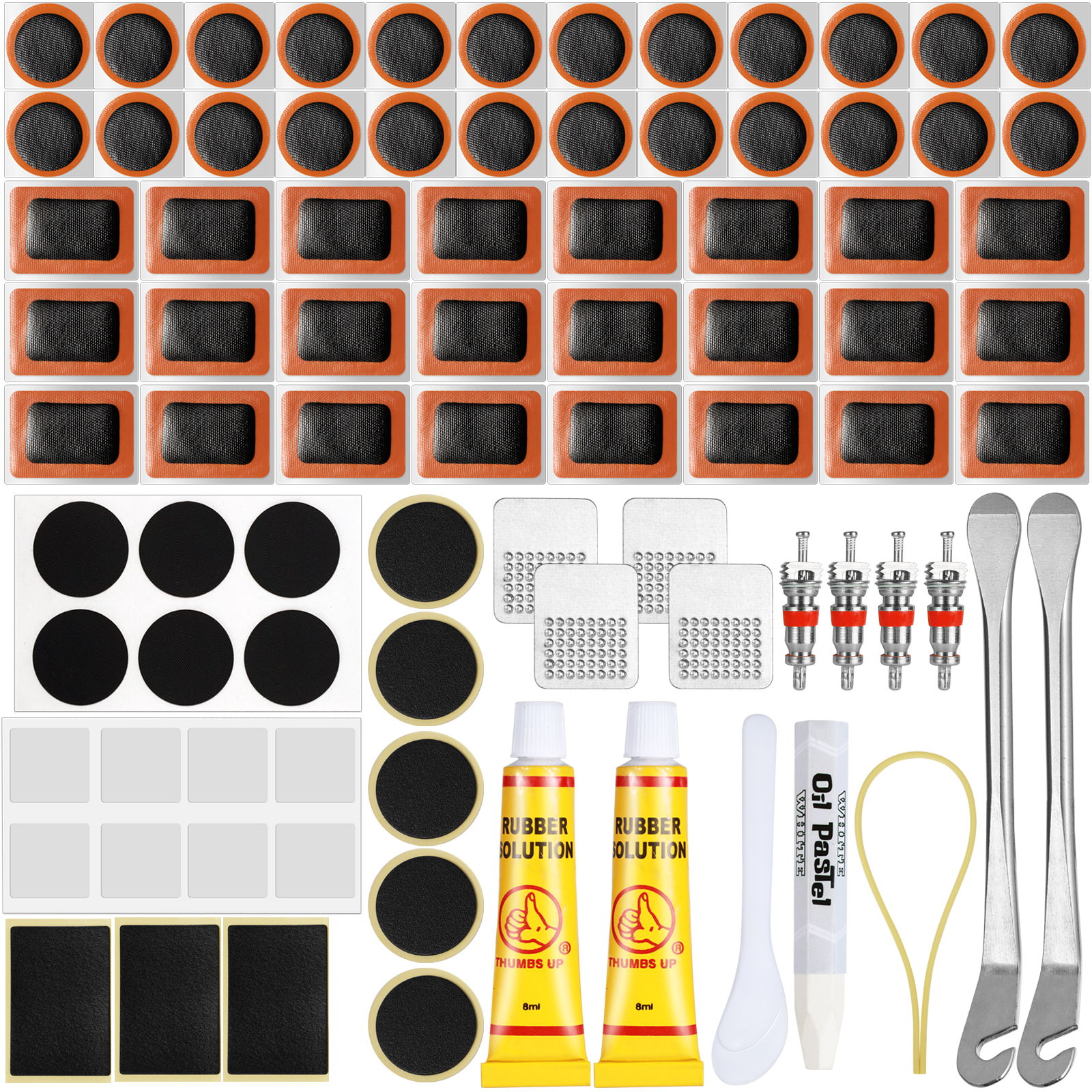 Kit Réparation Pneus Vélo - 24 Rustines + Vulcanisation - Pour VTT, Route, Moto, Chambres Air
