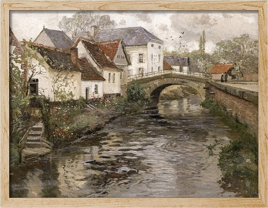 Amazon.co.jp: SIGNWIN 粘着キャンバスポスター イギリス 川 秋 橋 村