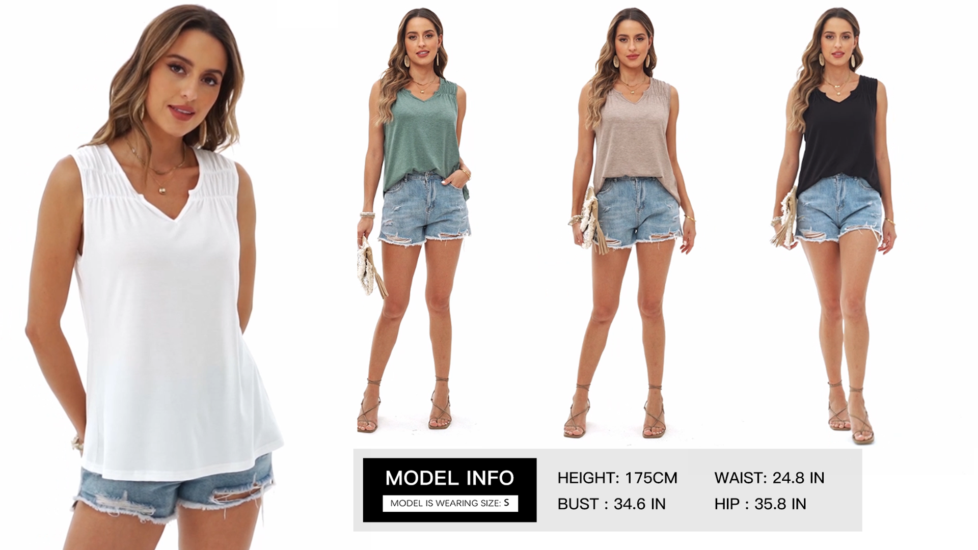 EVALESS Womens Summer Trendy Flowy V Neck Sleeveless Tops 